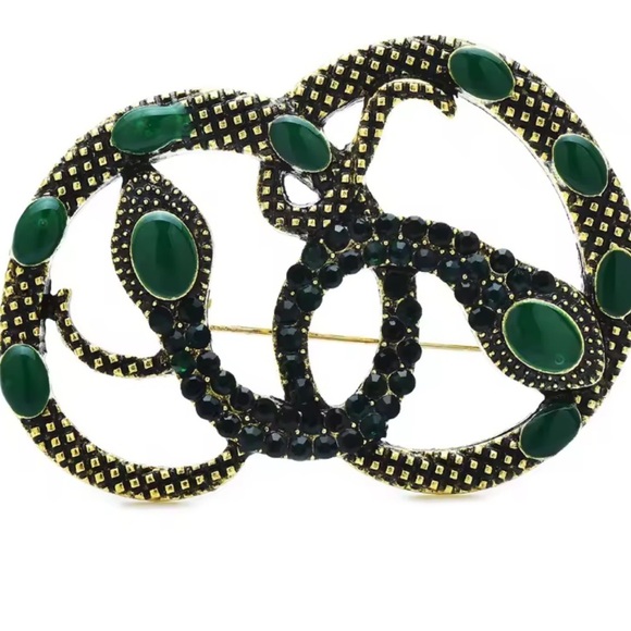 Serpenti Green Elegant Gold Brooch - Picture 3 of 4